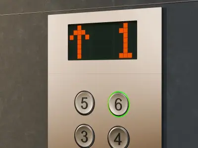 Lift Elevator with Animated Buttons 3D model