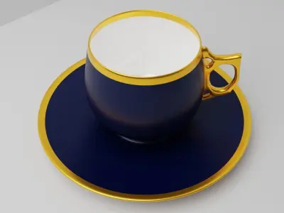 Antique blue and golden cup Free low-poly 3D model