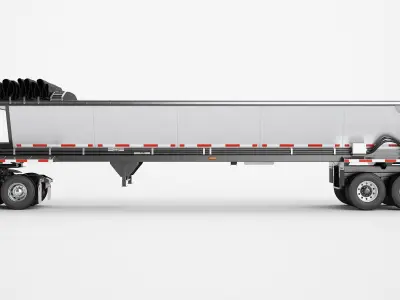 Long Hood Truck Generic Live Bottom Trailer 04 3D model
