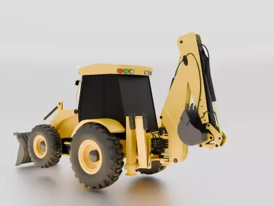 JCB Backhoe Loader 3D Model High-Quality Game-Ready 3D model