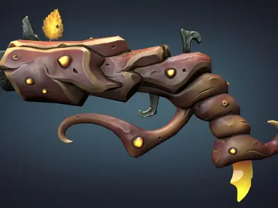 Wooden pistol Low-poly 3D model