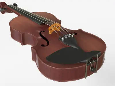 Violin music instrument with Bow and stand 3D model