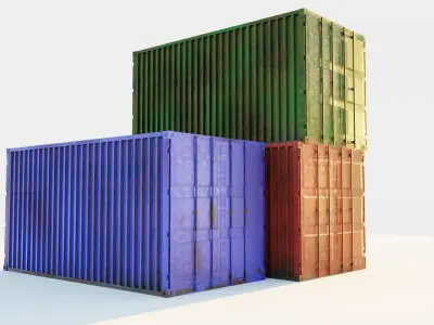 Rusty Marine Container Low-poly 3D model