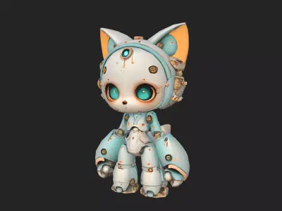 mechanical cat 3D Model 001 Free low-poly 3D model