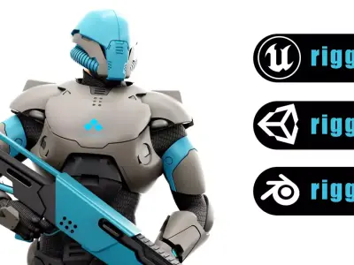 Cyborg Sol 90 Auto Rig Pro Rigged For Mixamo Unreal Engine Unity Free low-poly 3D model