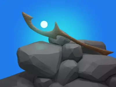 Magic Staff Low Poly Game Ready  Free low-poly 3D model