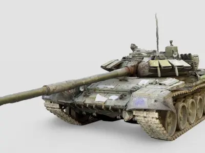 Russian T-90 tank destroyed by Ukrainian army  3D model purchase