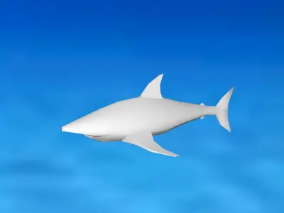 Shark Low Poly swimming in ocean Low-poly 3D model