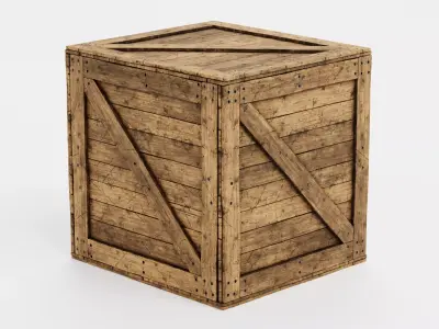Wooden Crate V3 - Weathered Storage Box 3D model