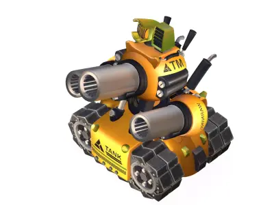 cartoon yellow Advanced Tank Low-poly 3D model