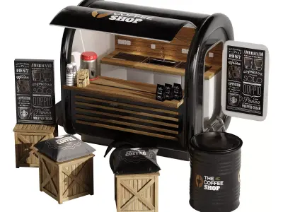 Foodtruck Coffee black set 2 3D model