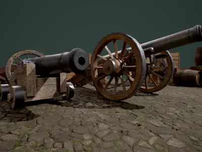Cannon two cannons 3D Model Pack