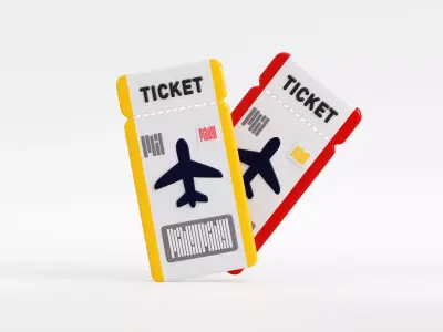 Airplane flight ticket booking Low-poly 3D model