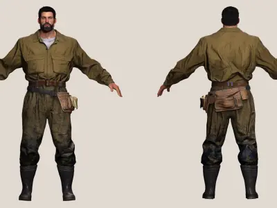 Rick Military Mechanic Game-Ready Repairman Character Low-poly 3D model