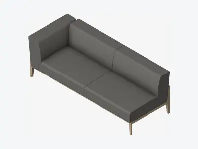 Furniture - Sofa - Contemporary - Oak - Medium - Sofa - Right Low-poly 3D model