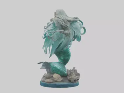 Fantasy Mermaid statue model Low-poly 3D model