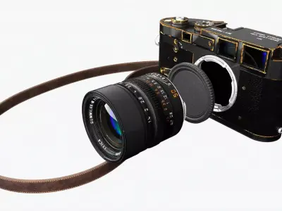 Vintage film camera Low-poly 3D model