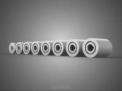 VARIOUS GROOVE PULLEY SHEAVE MULTI TRACK WHEEL DRIVE V BELT GEAR 3D model