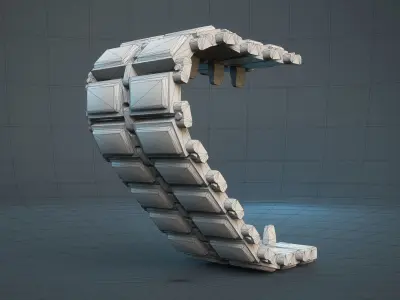 Leopard 2 Tank Tracks D570FT Low-poly 3D model