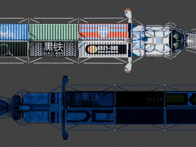 Space Freighter Model Low-poly 3D model