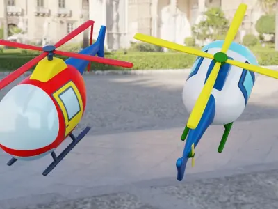 Cartoon Helicopter Low-poly 3D model get