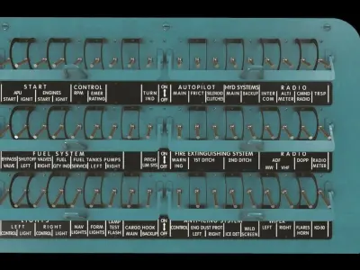 Mi-8MT Mi-17MT Right Circuit Breaker Console English Low-poly 3D model