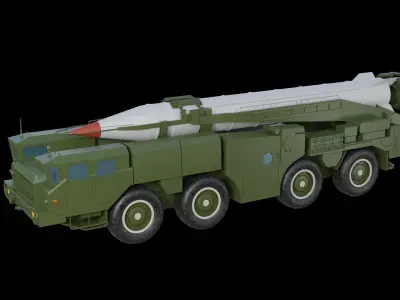 Low poly Hwasong-6 SCUD-C missile launcher 3D model