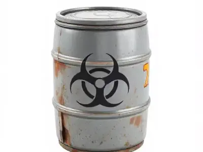 Worn Bio Barrel Low-poly 3D model