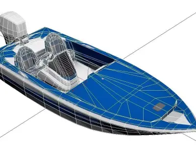 Generic Bass Boat Low Poly Fishing Boat Watercraft Low-poly 3D model