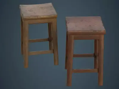 Stool 1B Low-poly 3D model