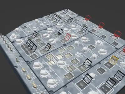Airbus A220 Cockpit Overhead Animated Low-poly 3D model