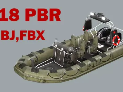 Military Tactical Boat 3D Model Low-poly 3D model