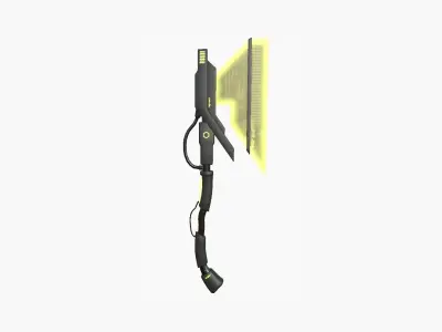SciFi War Axe A05 Black Yellow - Sci Fi Weapon Design Low-poly 3D model