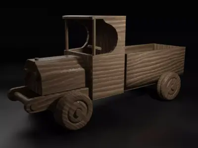 Wooden Toy Car Free 3D model