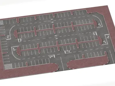 Urban Parking Lot with Directional Markings New 3D model