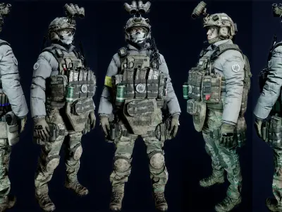 Modular AAA US-SOLDIER  Low-poly 3D model