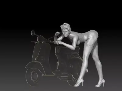 PIN UP and vespa girl 4 3D print model