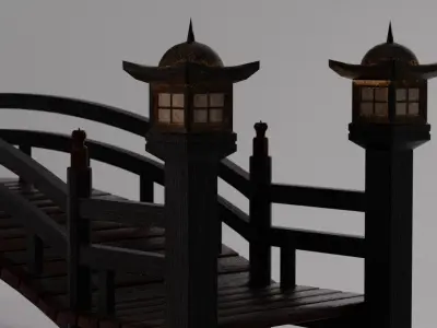 Japanese Bridge Low-poly 3D model