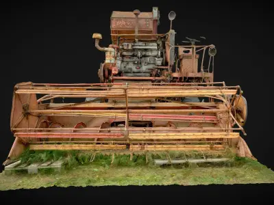 Old rusty combine harvester 3D model