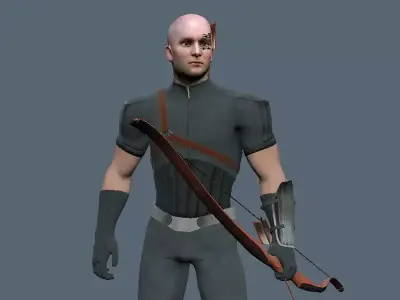 Archer 3D Model man with bow and arrow Low-poly 3D model