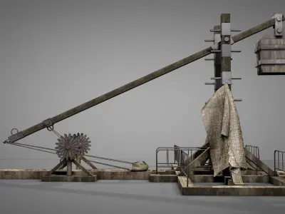Medieval Trebuchet Catapult Low-poly 3D model