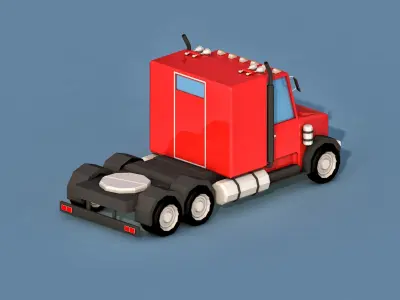 Cartoon Semi Truck Low-poly 3D model