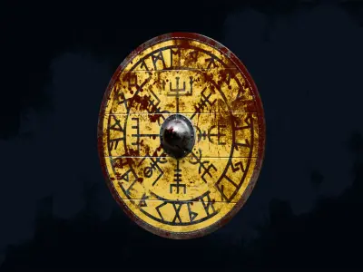 Viking Shield 5 - Bloody Low-poly 3D model