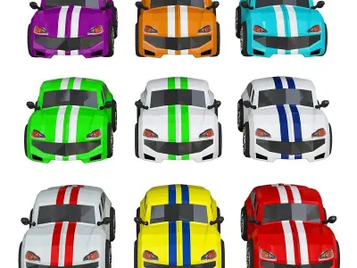 low poly cars 3d model toy car - orange Low-poly 3D model