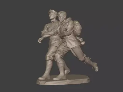 Military sculpture warrior military battle war hero soldier 3D print model 3