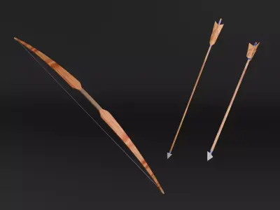Low Poly Bow and Arrows  Game Ready Blender Unity Unreal Low-poly 3D model