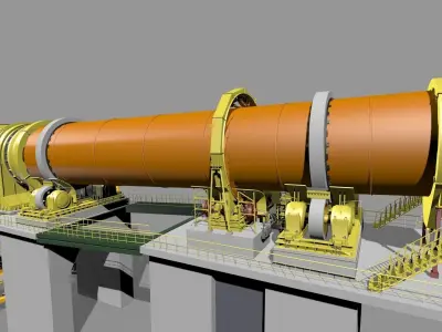 rotary kiln furnace and annular cooler 3D model
