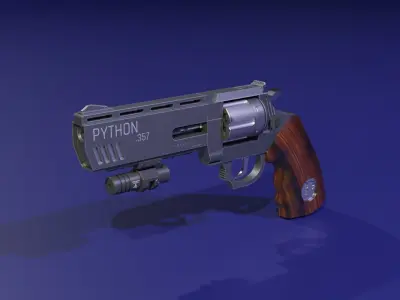 The low poly 3D model SciFi revolver GameReady Low-poly 3D model