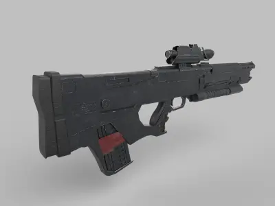 Assault rifle Low-poly 3D model 3