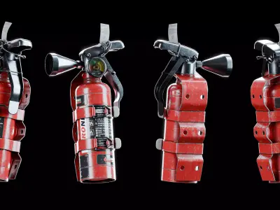 Free Small Fire Extinguisher 3D Model Prop - Game Ready  Low-poly 3D model